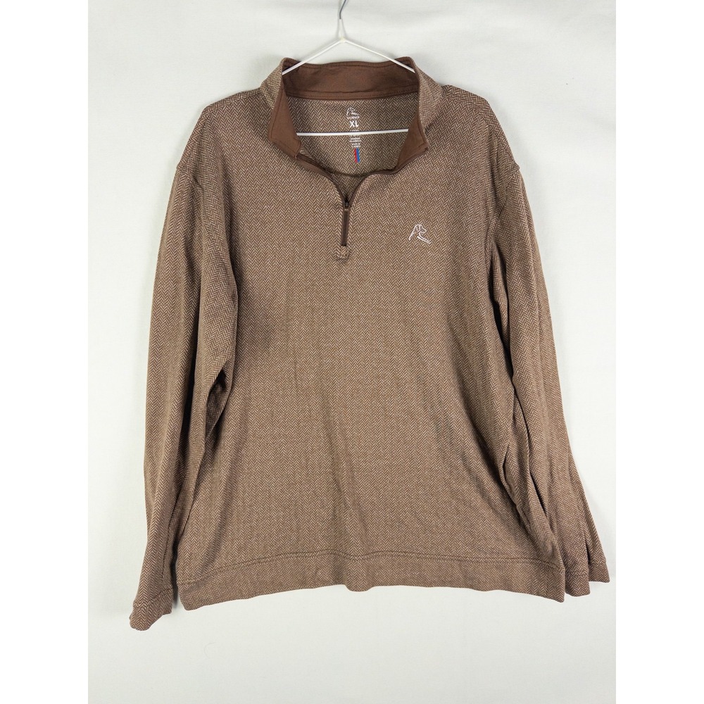 Rhoback Herringbone Quarter Zip Pullover Mens XL Brown Performance Country Club
